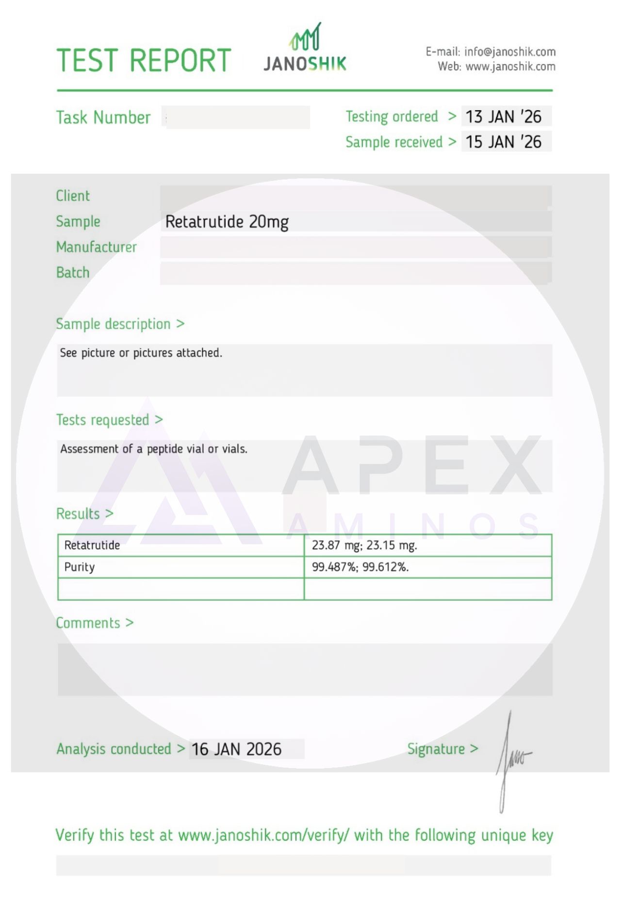 Retatrutide Certificate of Analysis