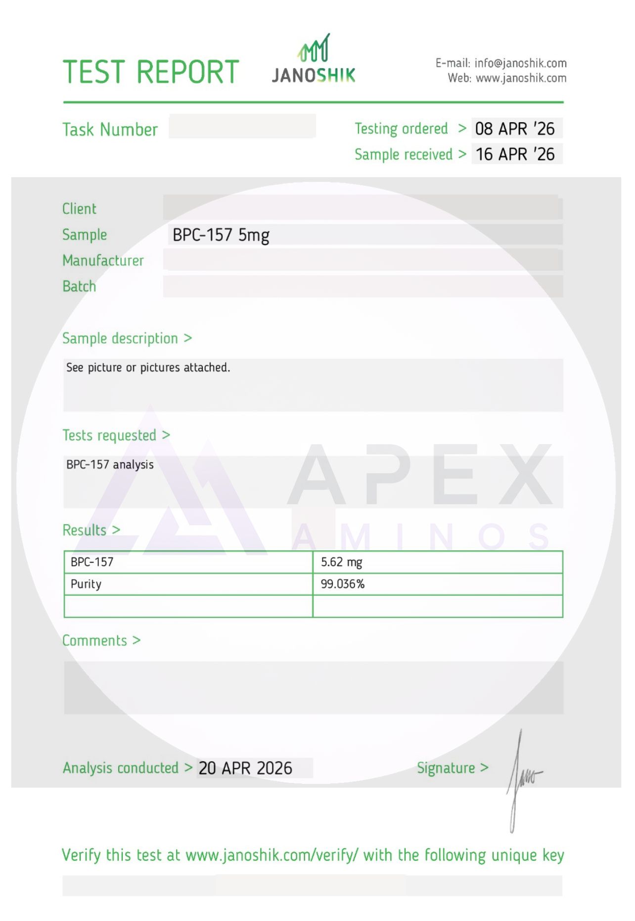 BPC-157 Certificate of Analysis