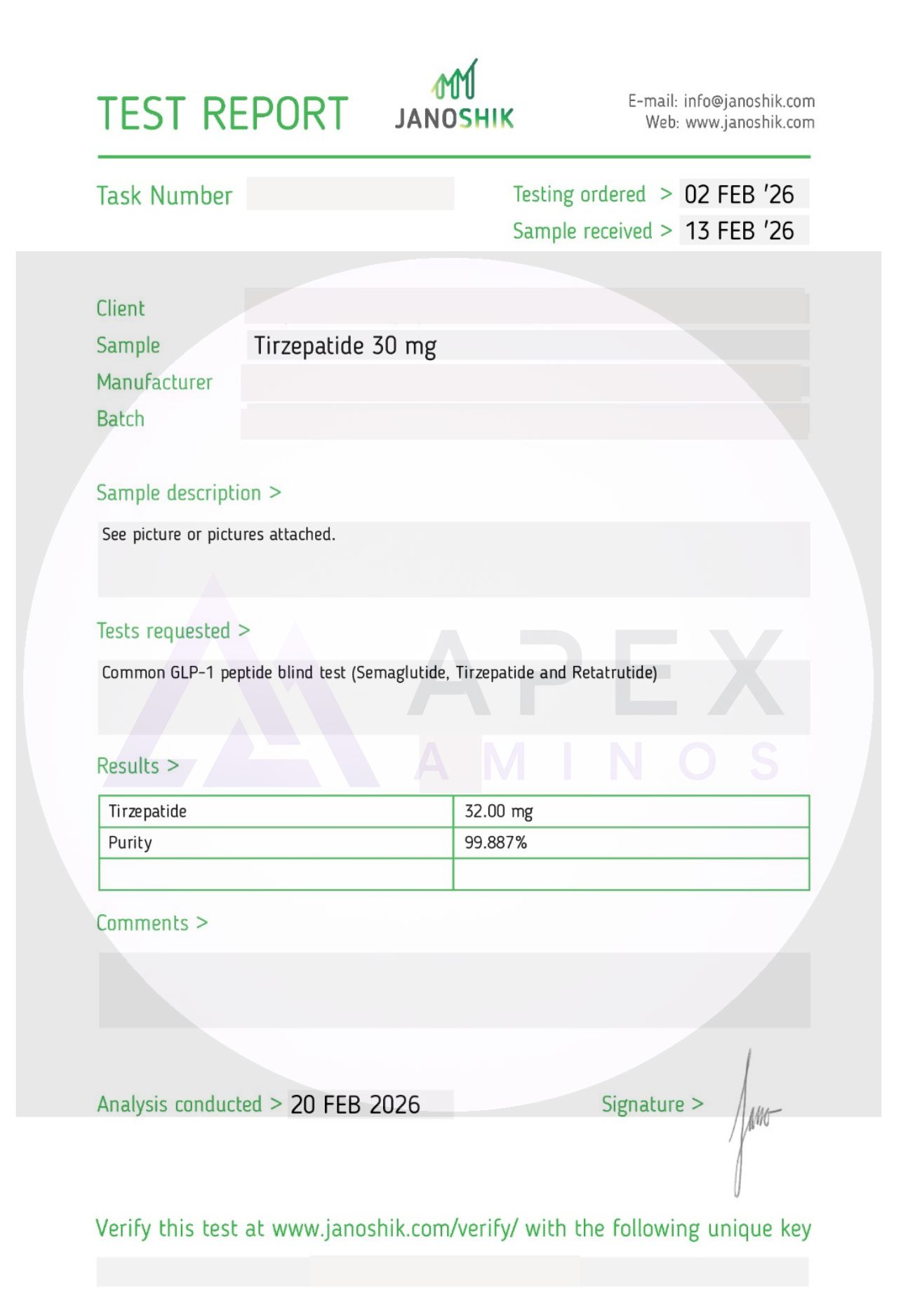 Tirzepatide Certificate of Analysis